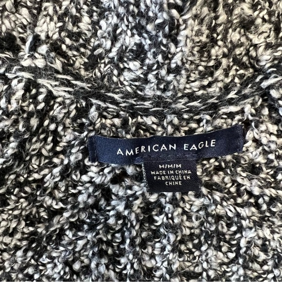 American Eagle | Black and White Marled Open Knit Open Cardigan Sweater SZ MED - Picture 4 of 6